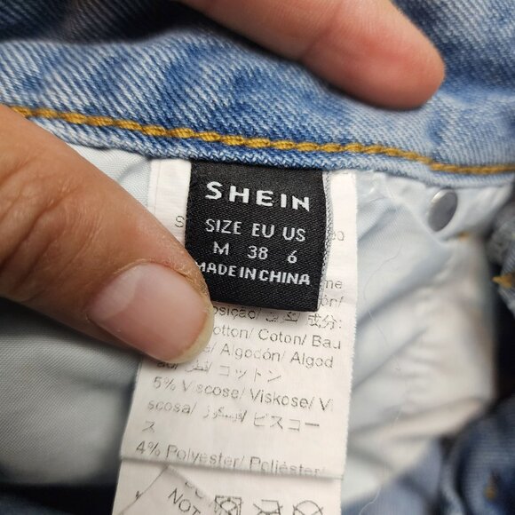 Shein Skirt Womens 6 Medium Wash Stretch Slit Straight Denim *Read* - Picture 10 of 12